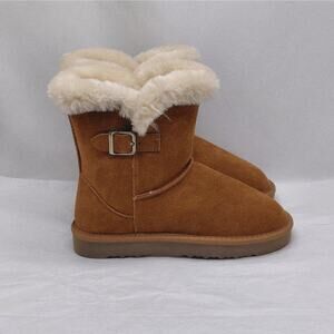 Style & Co Womens Ankle Boots Size 6 Tiny2 Chestnut Suede Faux Fur Shearling NIB